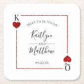 Monogram Playing Card Wedding Save the Date Rechteckiger Pappuntersetzer (Vorderseite)