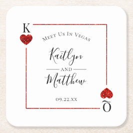 Monogram Playing Card Wedding Save the Date Rechteckiger Pappuntersetzer