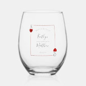 Monogram Playing Card Wedding Save the Date Weinglas Ohne Stiel (Vorderseite)