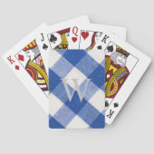 Monogram Playing Cards in Royal Blue Gingham Spielkarten (Rückseite)