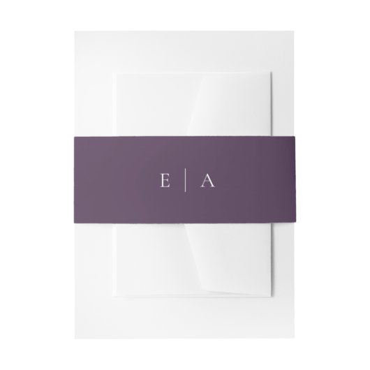 Monogram Plum Lila Boho Wedding Modern Einladungsbanderole (Vorderseite Beispiel)