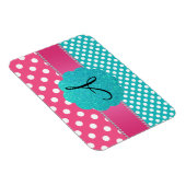 Monogram Polka dods diamonds pink Magnet (Rechte Seite)