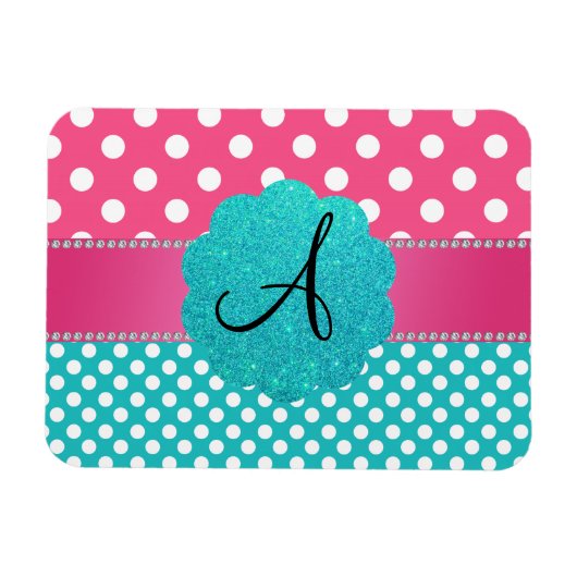 Monogram Polka dods diamonds pink Magnet (Horizontal)