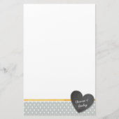 MONOGRAM polka dot chalkboard herz blassgrau Briefpapier (Vorderseite)
