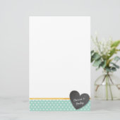 MONOGRAM polka dot chalkboard Herzminze grün Briefpapier (Stehend Vorderseite)