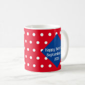 Monogram Polka Dot Happy Birthday Tasse (VorderseiteRechts)