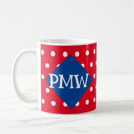 Monogram Polka Dot Happy Birthday Tasse