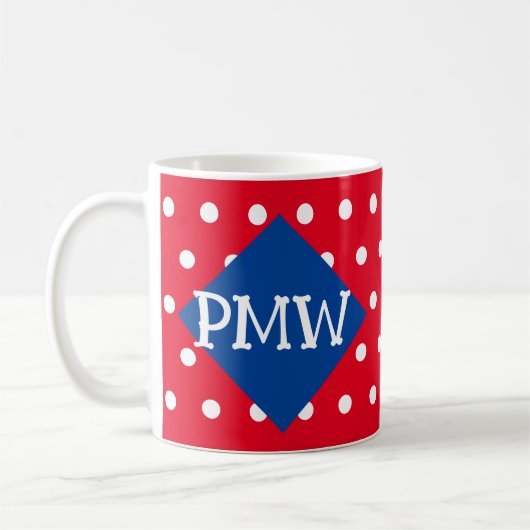 Monogram Polka Dot Happy Birthday Tasse (Links)