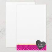 MONOGRAM polka Dotchalkboard Herz fett rosa Briefpapier (Vorne/Hinten)