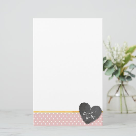 MONOGRAM Polka Dotchalkboard Pullpink Briefpapier (Stehend Vorderseite)