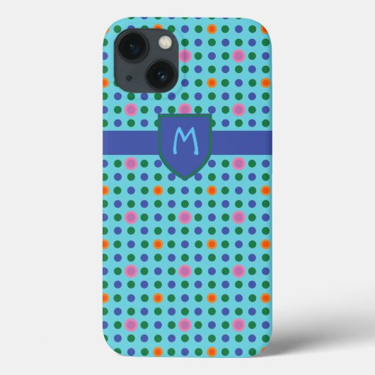 Monogram Polka Dots Custom iPad Mini Case (Rückseite)