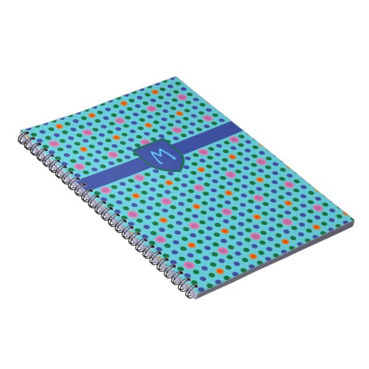 Monogram Polka Dots Custom Notebook oder Jotter Notizblock (Rechte Seite)