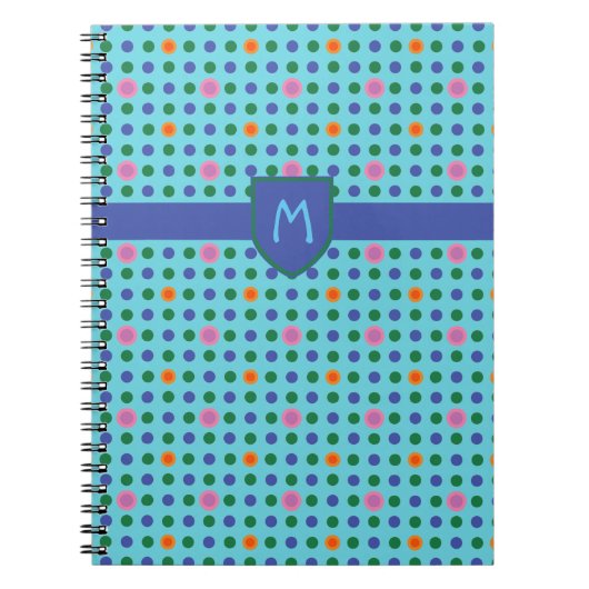 Monogram Polka Dots Custom Notebook oder Jotter Notizblock (Vorderseite)