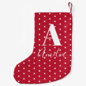 Monogram Polka Dots Doppelseitig Kleiner Weihnachtsstrumpf (Rückseite)