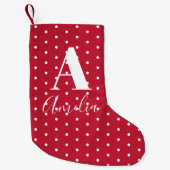 Monogram Polka Dots Doppelseitig Kleiner Weihnachtsstrumpf (Vorderseite)