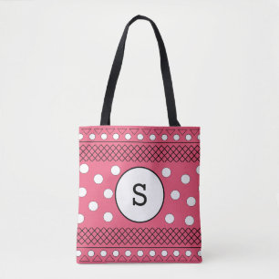 Monogram Polka Dots Muster rosa Tasche
