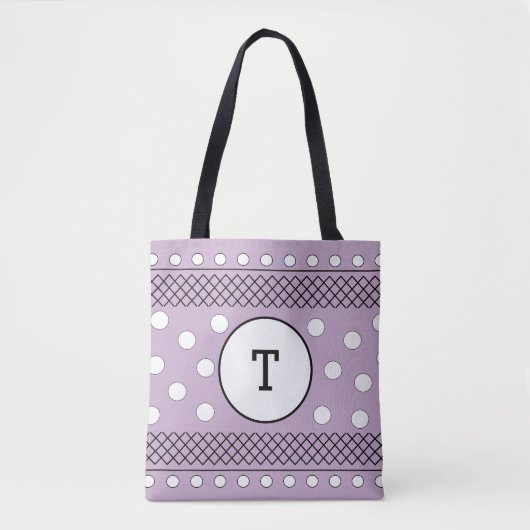 Monogram Polka Dots Pastel Lila Tasche (Vorderseite)