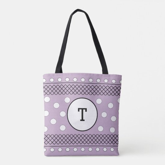 Monogram Polka Dots Pastel Lila Tasche (Rückseite)