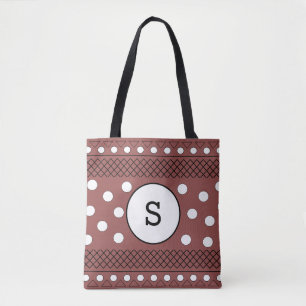Monogram Polka Dots Pattern Maroon Tasche