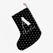 Monogram Polka Dots Schwarz-weiß, doppelseitig Kleiner Weihnachtsstrumpf (Rückseite (Hängend))