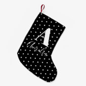 Monogram Polka Dots Schwarz-weiß, doppelseitig Kleiner Weihnachtsstrumpf (Vorderansicht (hängend))