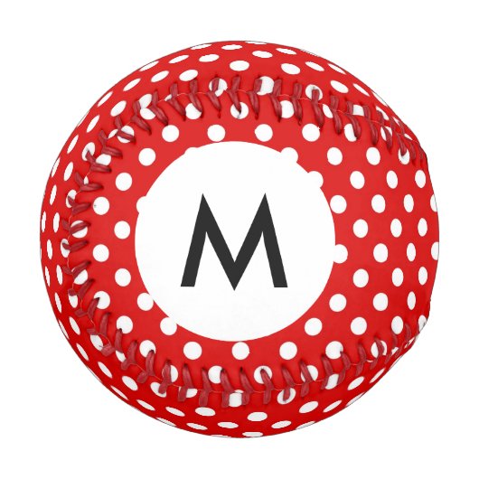 Monogram Polka-Punkt-Hintergrund Baseball (Vorderseite Links)