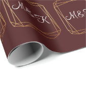 Monogram Polygonal Burgundy Gold Geometding Weddin Geschenkpapier (Rolleneckpunkt)