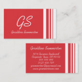 Monogram Poppel Rote Trio Streifen mit Weiß Visitenkarte (Vorne/Hinten)