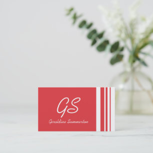 Monogram Poppel Rote Trio Streifen mit Weiß Visitenkarte