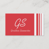 Monogram Poppel Rote Trio Streifen mit Weiß Visitenkarte (Vorderseite)
