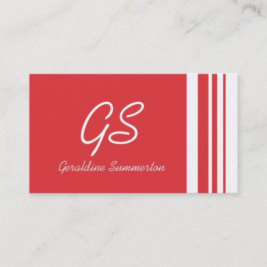 Monogram Poppel Rote Trio Streifen mit Weiß Visitenkarte (Vorderseite)