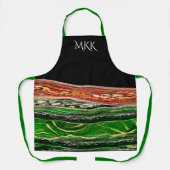Monogram Posh Red and Green Glam Schürze (Vorderseite)