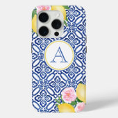 Monogram Positano Lemons Blue White Case-Mate iPhone Hülle (Rückseite)