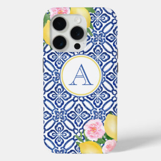 Monogram Positano Lemons Blue White Case-Mate iPhone Hülle