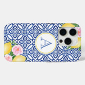 Monogram Positano Lemons Blue White Case-Mate iPhone Hülle (Rückseite (Horizontal))