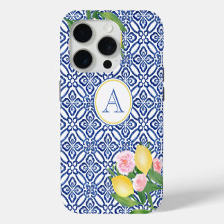Monogram Positano Zitronen Blau Weiße Italienische iPhone 15 Pro Hülle