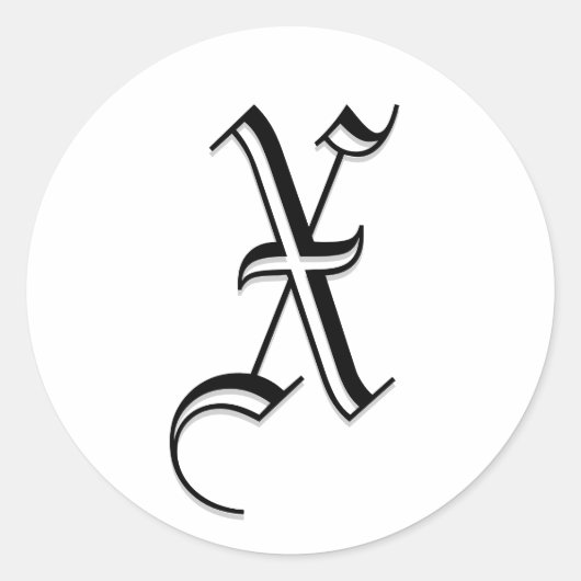 Monogram-Prägeheftkleber "X" Runder Aufkleber (Vorderseite)