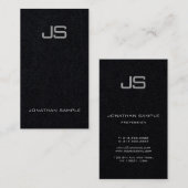 Monogram Premium Black Modern Template Vertikal Visitenkarte (Vorne/Hinten)