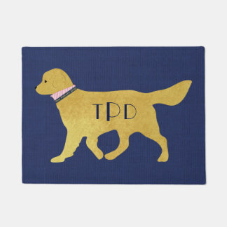 Monogram Preppy Golden Retriever Navy Jute Fußmatte