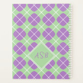 Monogram Preppy Pastel Lila Green Raute Planer (Rückseite)