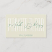 Monogram PRIVATE TUTOR moderne Schrift Visitenkarte (Vorderseite)