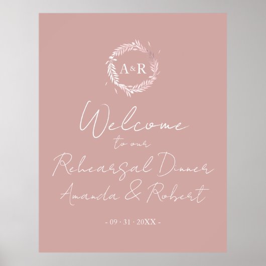 Monogram Probe Dinner Willkommenskarte Poster (Vorne)