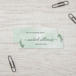 Monogram Profession & Aquarellgrün Mini Visitenkarte