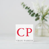 Monogram Professional Einfache Rote Weiße Initiale Begleitkarte (Stehend Vorderseite)