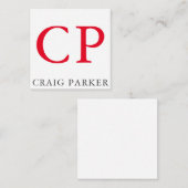 Monogram Professional Einfache Rote Weiße Initiale Begleitkarte (Vorne/Hinten)