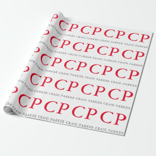 Monogram Professional Einfache Rote Weiße Initiale Geschenkpapier