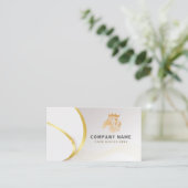 Monogram Professional Goldener Löwen-Logo Visitenkarte (Stehend Vorderseite)