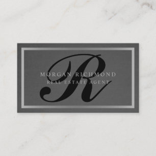 Monogram Professional Grau Silber Immobilien Visitenkarte