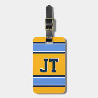 Monogram Pulver Blue and Gold Sports Stripes Gepäckanhänger