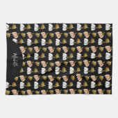 Monogram Pumpkin in Schwarz, Weiß, Schwarz, Weiß, Geschirrtuch (Horizontal)